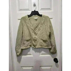 Mable Anthropologie Women's Cardigan Sweater Cropped Sage Green Knit Size Medium